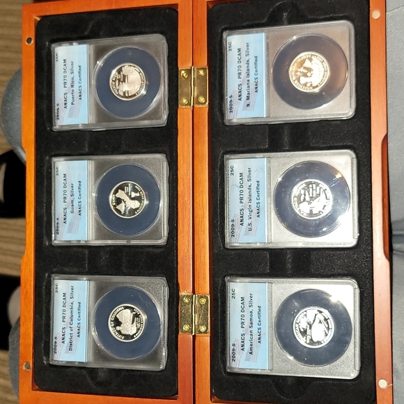 Set of 6 2009 Silver Territory Quarters. Graded PR70. HIGHEST GRADE POSSIBLE. - Picture 1 of 11